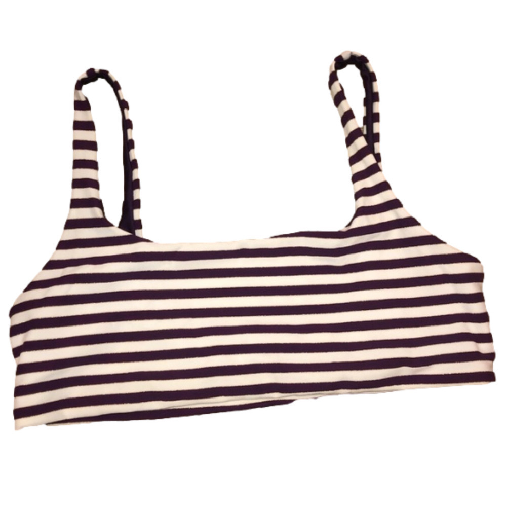 NWOT Agua Bendita Striped Purple & White Bikini Top Bralet Sz XL